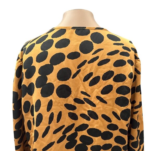 J. Crew Long Sleeve Ruffle Front Wavy Dots Popover Blouse Yellow & Black Women S - Picture 15 of 16